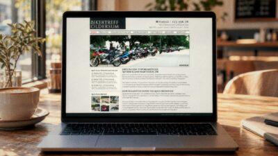 Homepage für ein Biker-Treff Café